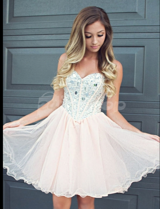 Custom Made Light Pink Sweetheart Short Prom Dresses, Short Dresses on Luulla